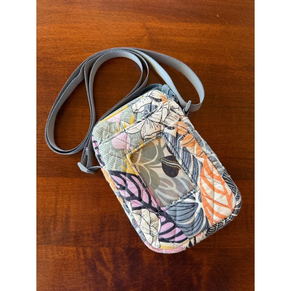 Vera Bradley Palm Floral RFID Wallet Phone Crossbody Bag Quilted Mini Travel
